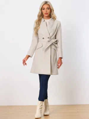 Belted Stand Collar Winter Fully Lined Belted Coats