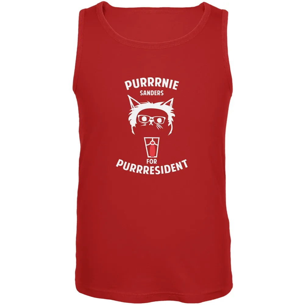 Bernie Sanders for Purrresident Red Adult Tank Top