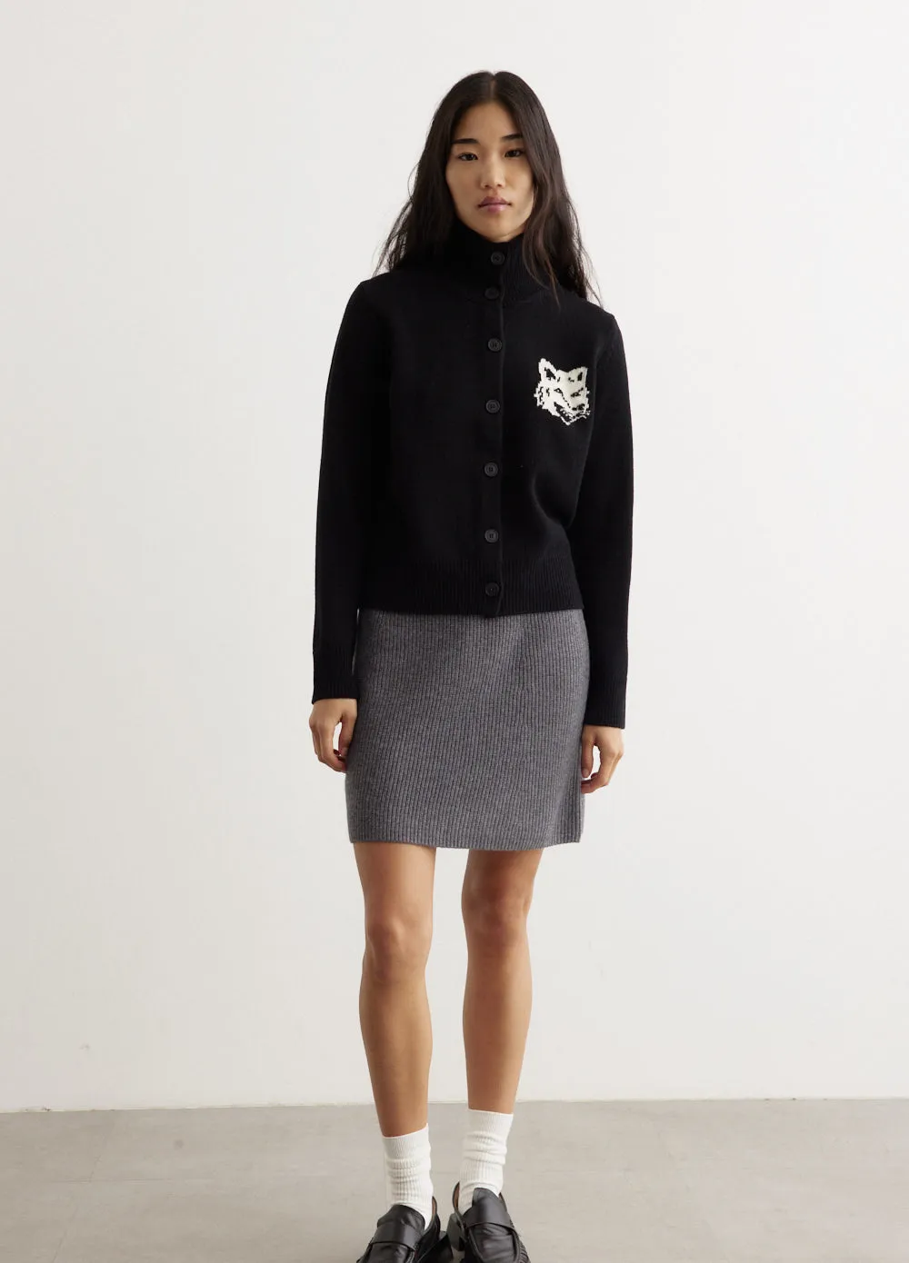 Bold Fox Head Patch Short Ribbed Skirt