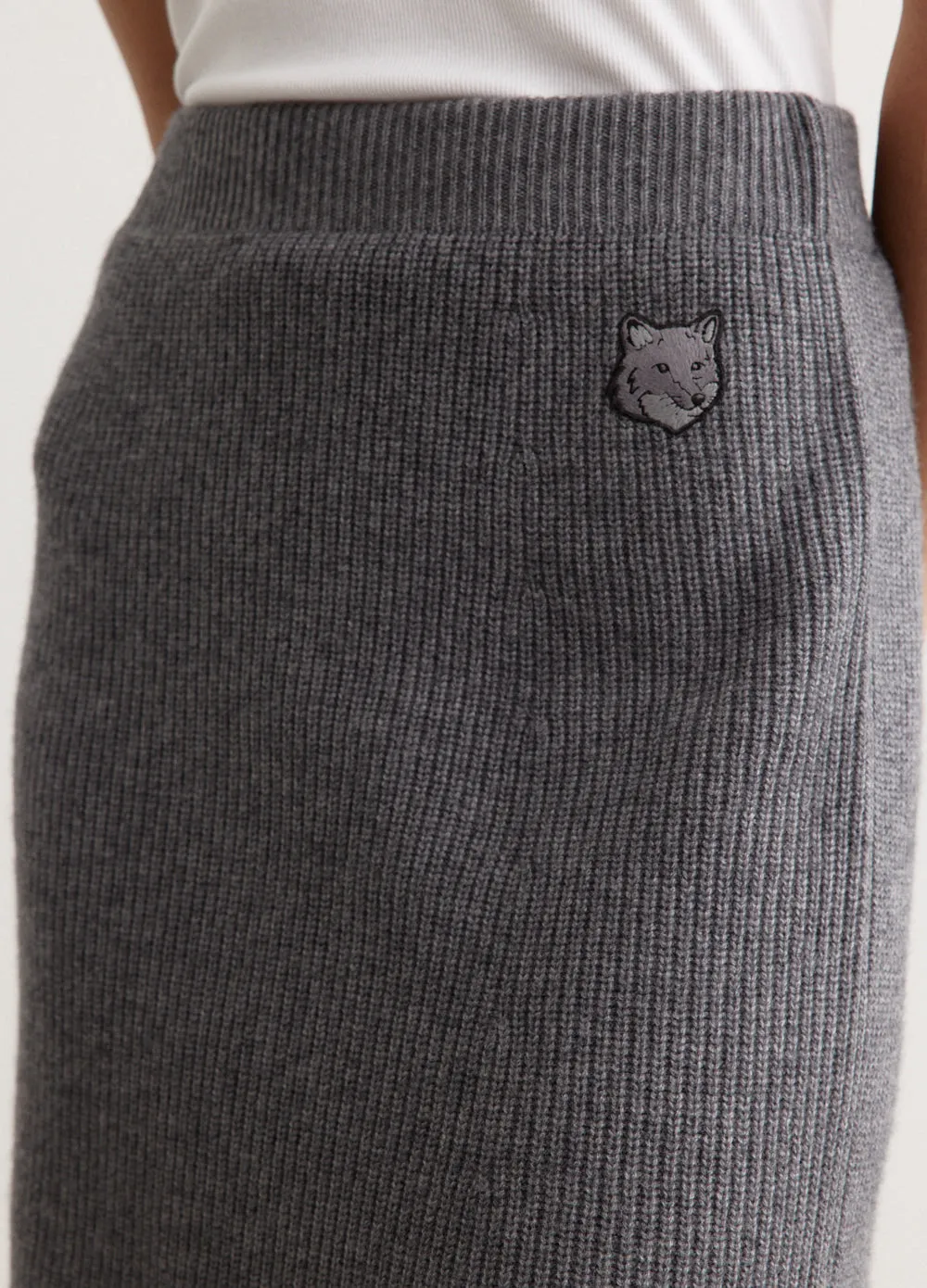 Bold Fox Head Patch Short Ribbed Skirt