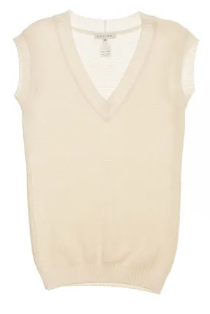Celine - White Sleeveless Knit Sweater - M