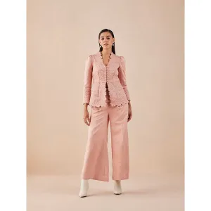 CHANDRIMA Pink Quilted Peplum Jacket
