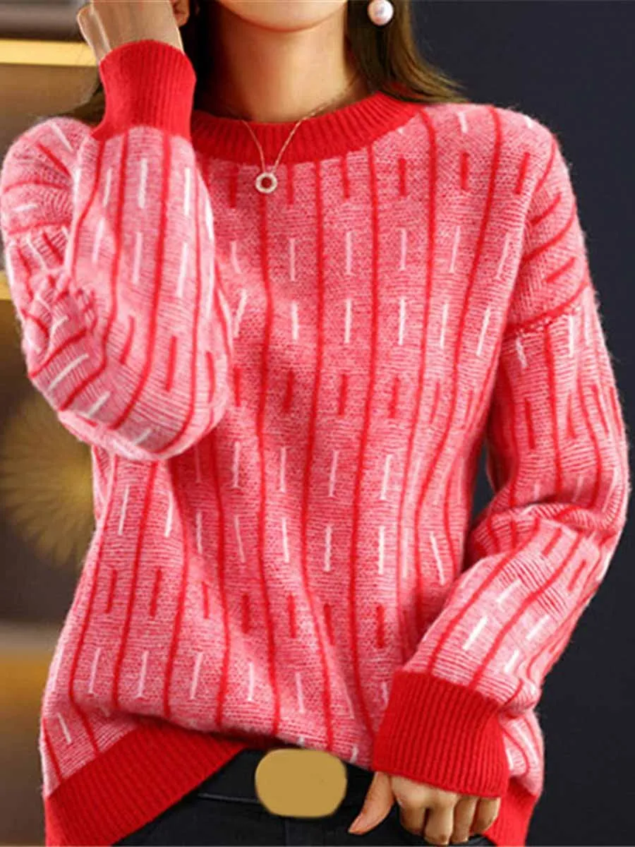 Crew Neck Line Knitted Sweater