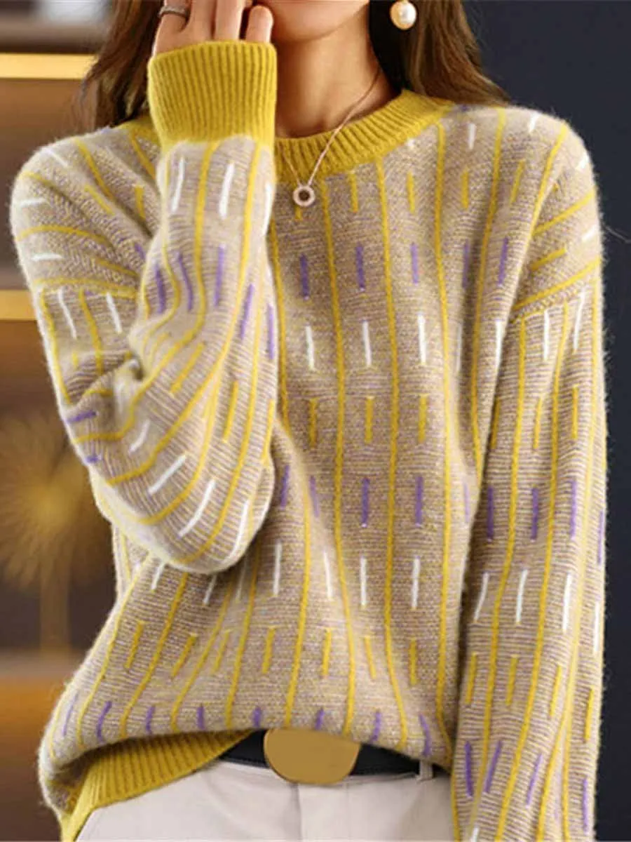 Crew Neck Line Knitted Sweater