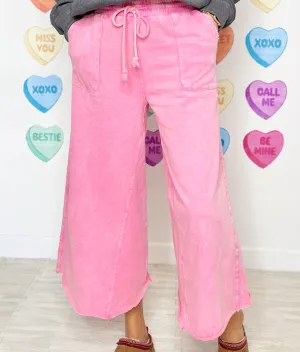 Feeling Spontaneous Wide Leg Pants - Barbie Pink