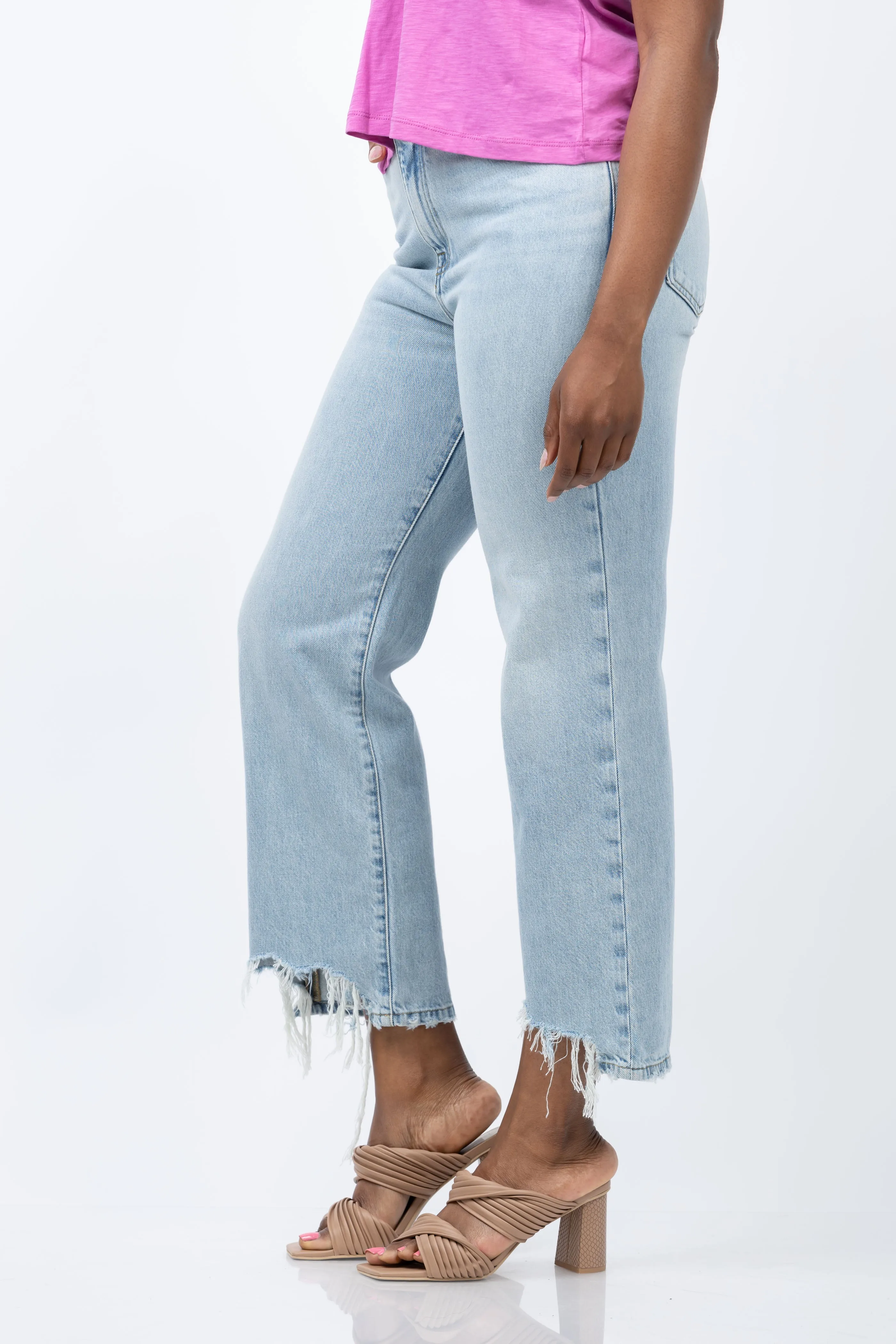 FRAME Le Jane Crop Bit Hem Jeans in Fizz Indigo
