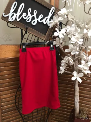 Girl’s Deep Red  Liverpool Straight Skirt