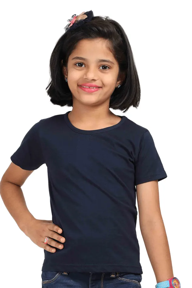 Girls’ Round Neck Half-Sleeve T-Shirt – Classic Comfort, Everyday Fun