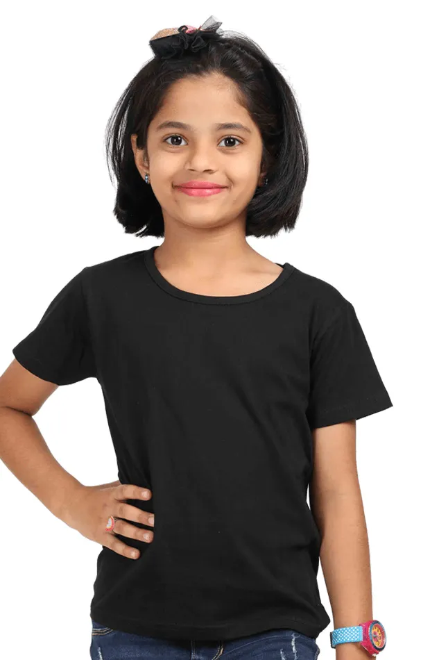 Girls’ Round Neck Half-Sleeve T-Shirt – Classic Comfort, Everyday Fun