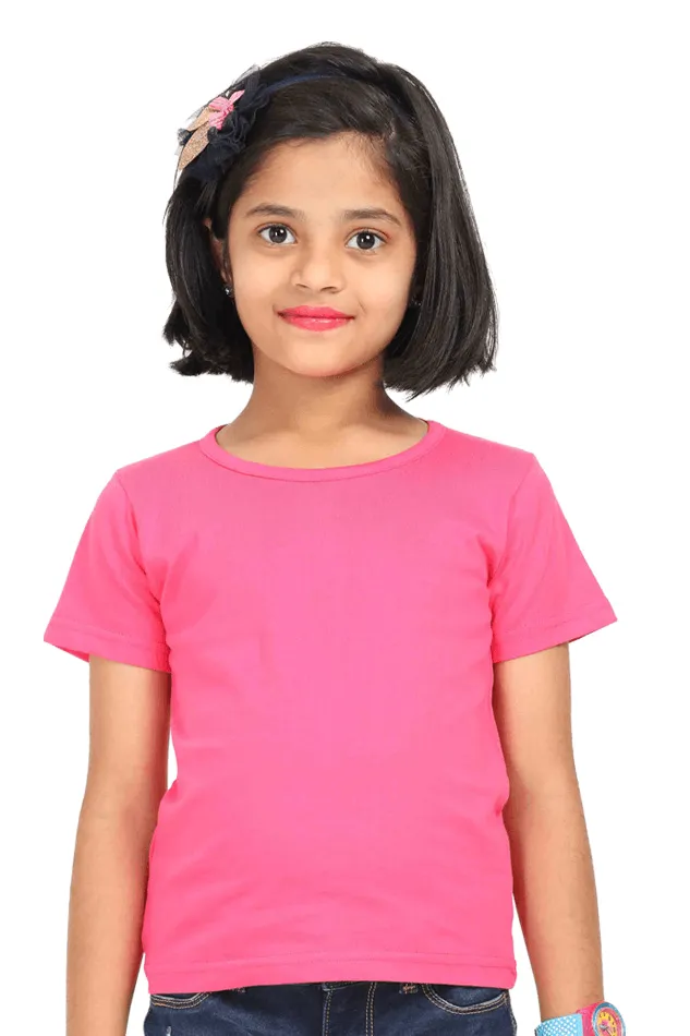 Girls’ Round Neck Half-Sleeve T-Shirt – Classic Comfort, Everyday Fun