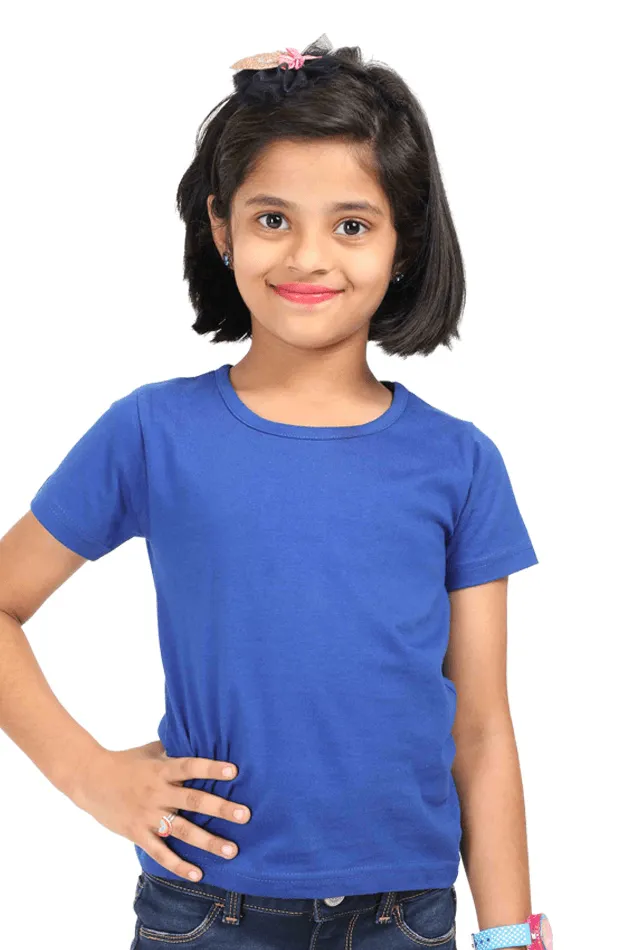 Girls’ Round Neck Half-Sleeve T-Shirt – Classic Comfort, Everyday Fun