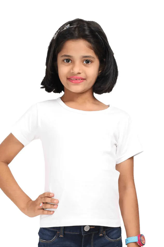 Girls’ Round Neck Half-Sleeve T-Shirt – Classic Comfort, Everyday Fun