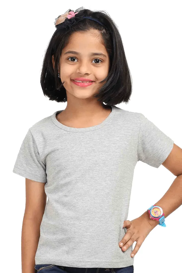 Girls’ Round Neck Half-Sleeve T-Shirt – Classic Comfort, Everyday Fun