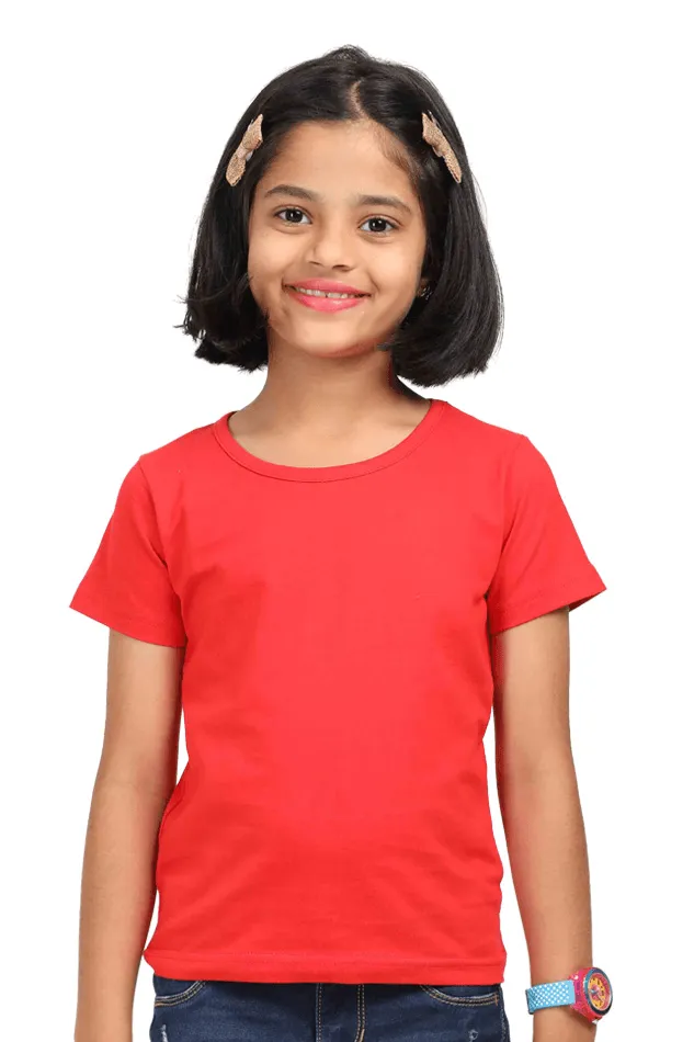 Girls’ Round Neck Half-Sleeve T-Shirt – Classic Comfort, Everyday Fun
