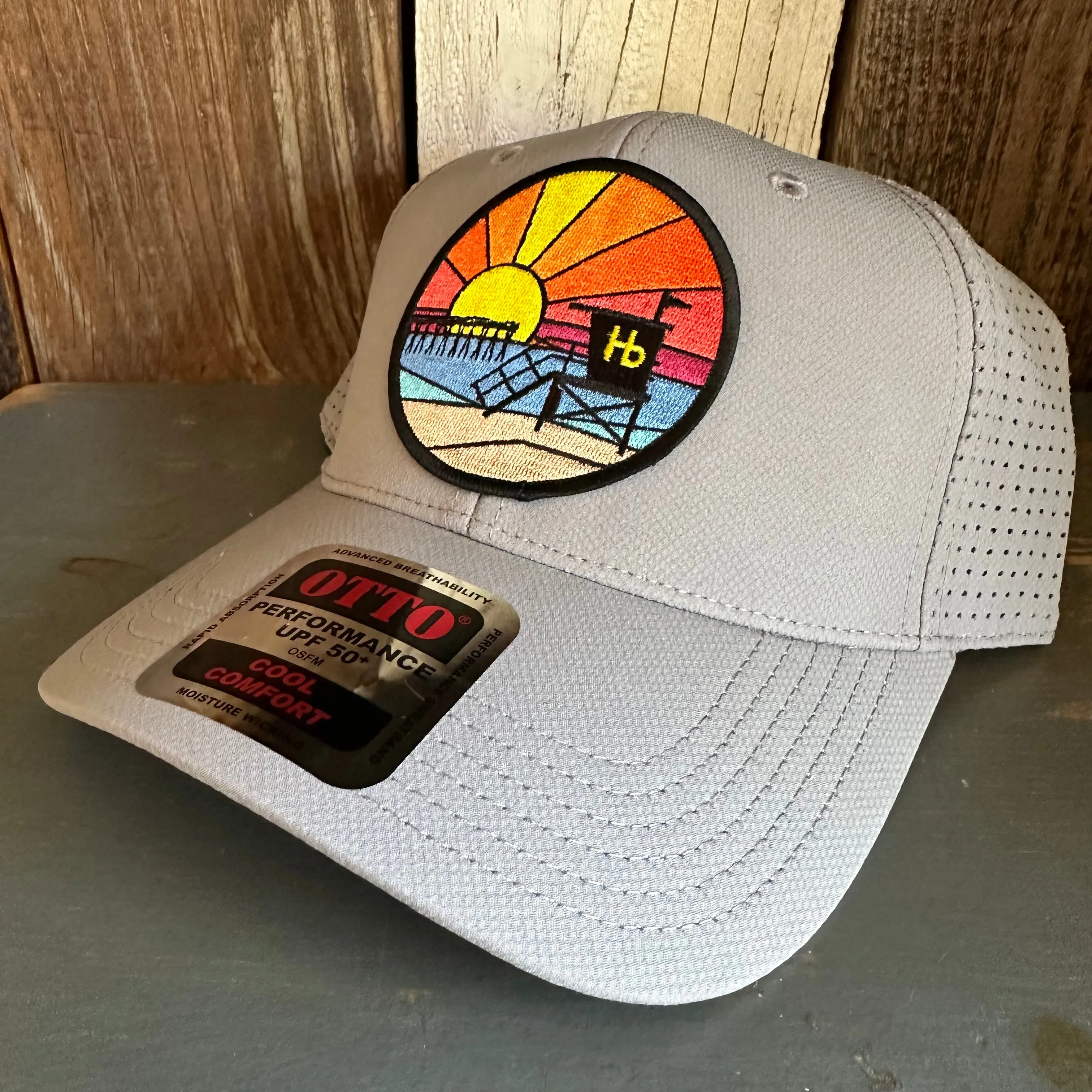 Hermosa Beach OBLIGATORY SUNSET - 6 Panel Low Profile Baseball Cap - Light Grey