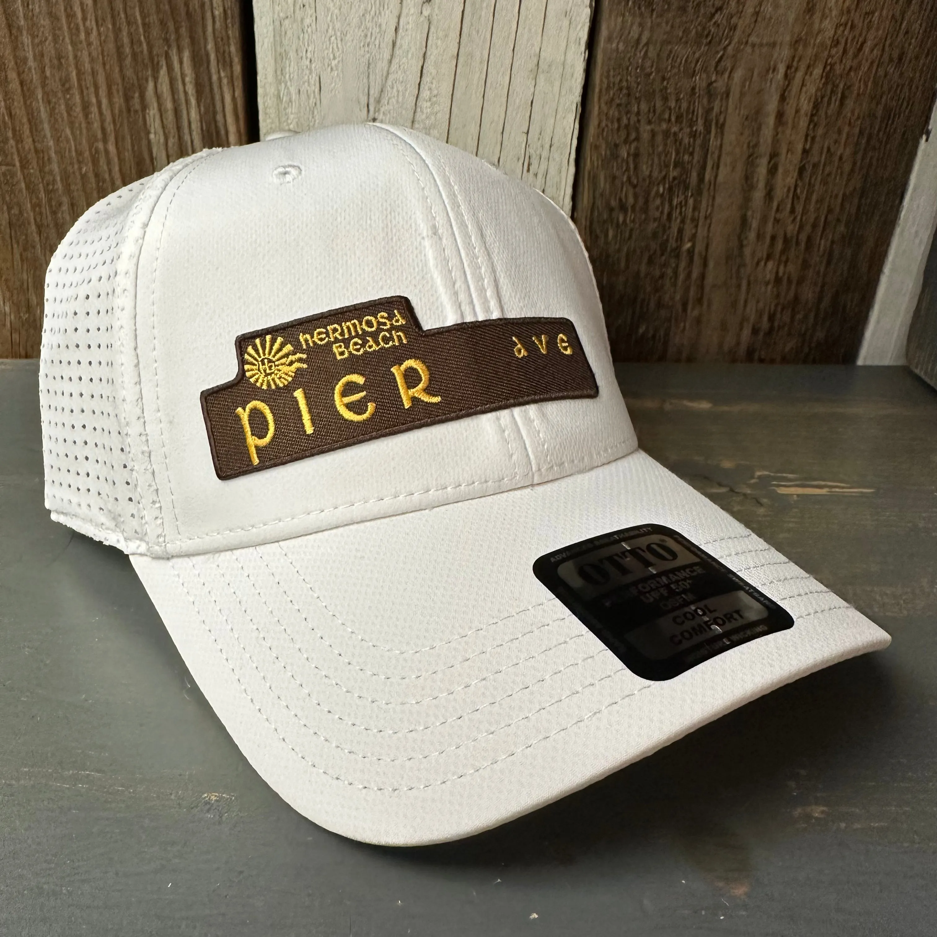 Hermosa Beach PIER AVE - 6 Panel Low Profile Baseball Cap - White