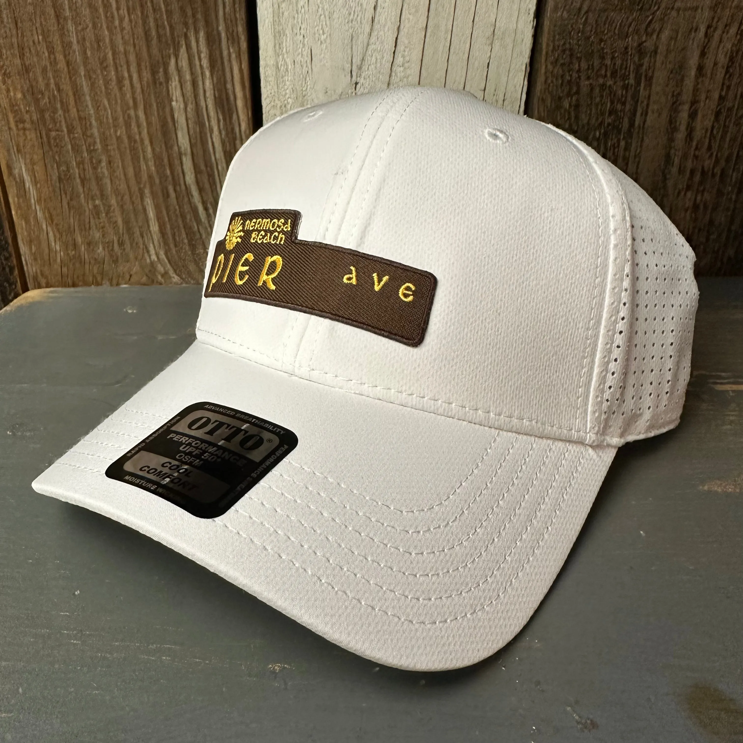Hermosa Beach PIER AVE - 6 Panel Low Profile Baseball Cap - White