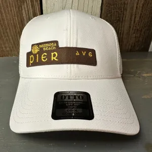 Hermosa Beach PIER AVE - 6 Panel Low Profile Baseball Cap - White