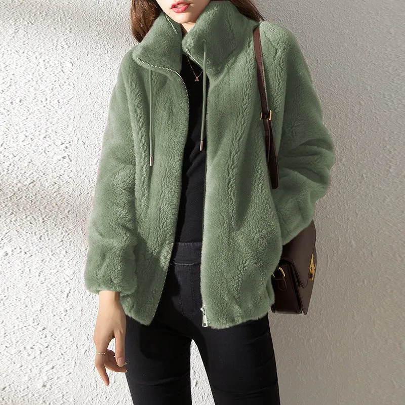 Ivyshape | Comfortable Reversible Fleece Jacket