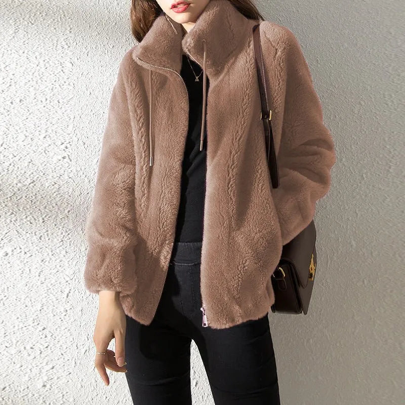 Ivyshape | Comfortable Reversible Fleece Jacket