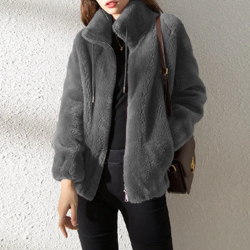 Ivyshape | Comfortable Reversible Fleece Jacket