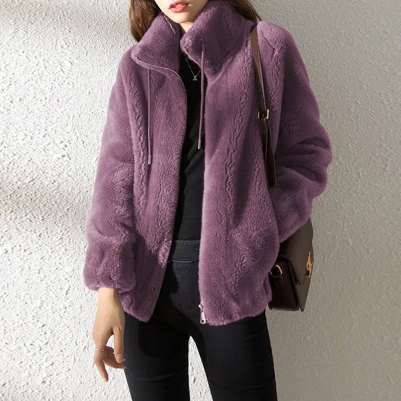 Ivyshape | Comfortable Reversible Fleece Jacket