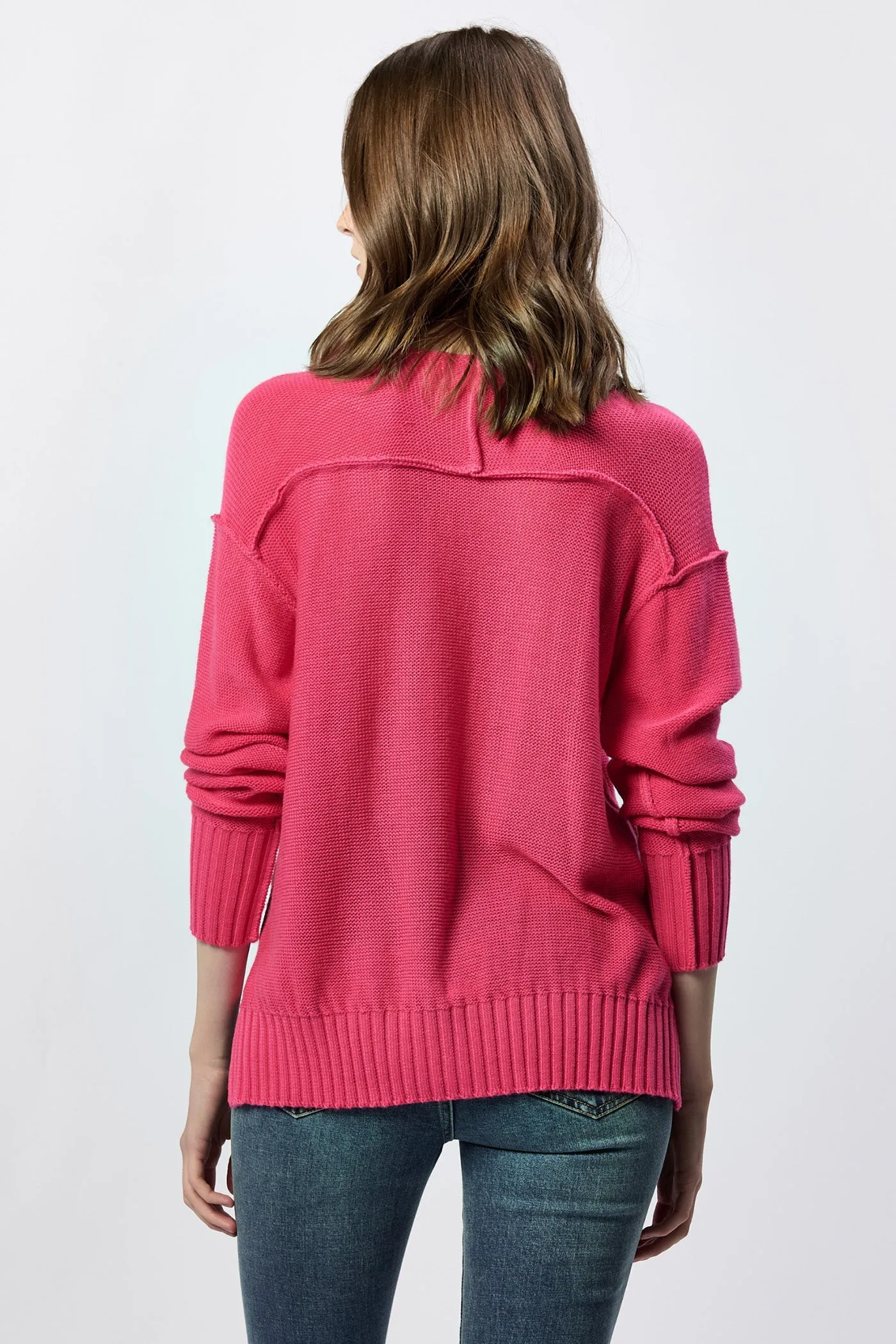 JENNA CREW NECK LONG SLEEVE OVERSIZED SWEATER RASPBERRY