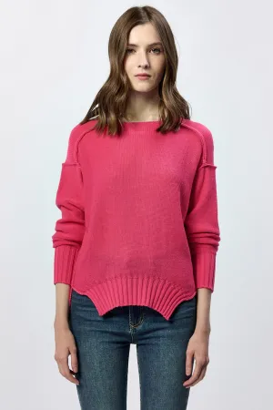JENNA CREW NECK LONG SLEEVE OVERSIZED SWEATER RASPBERRY
