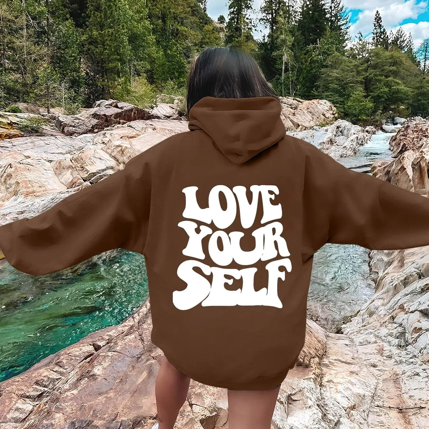 Jesus Loves You Christian Hoodies Women's Letter Graphic Casual Long Sleeve Drawstring Y2k Hoodie Fall Winter Sweatshirt