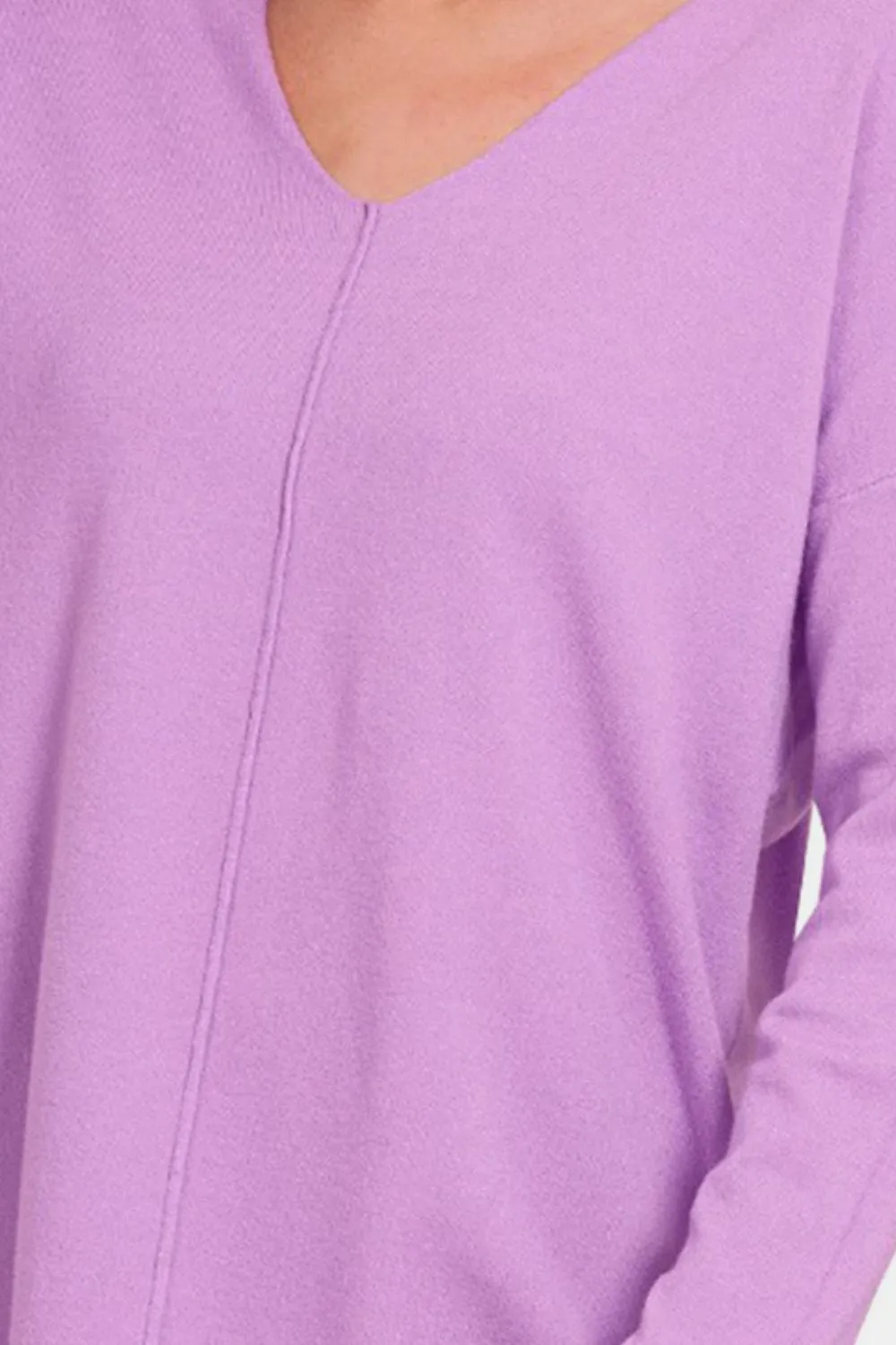 Joy Slit V-Neck Dropped Shoulder Sweater