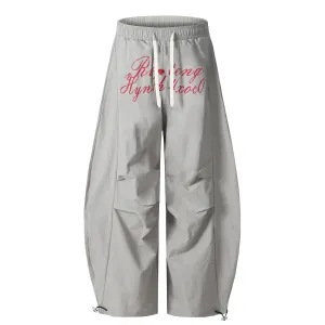 Letter Print Relaxed Fit Scimitar Casual Pants