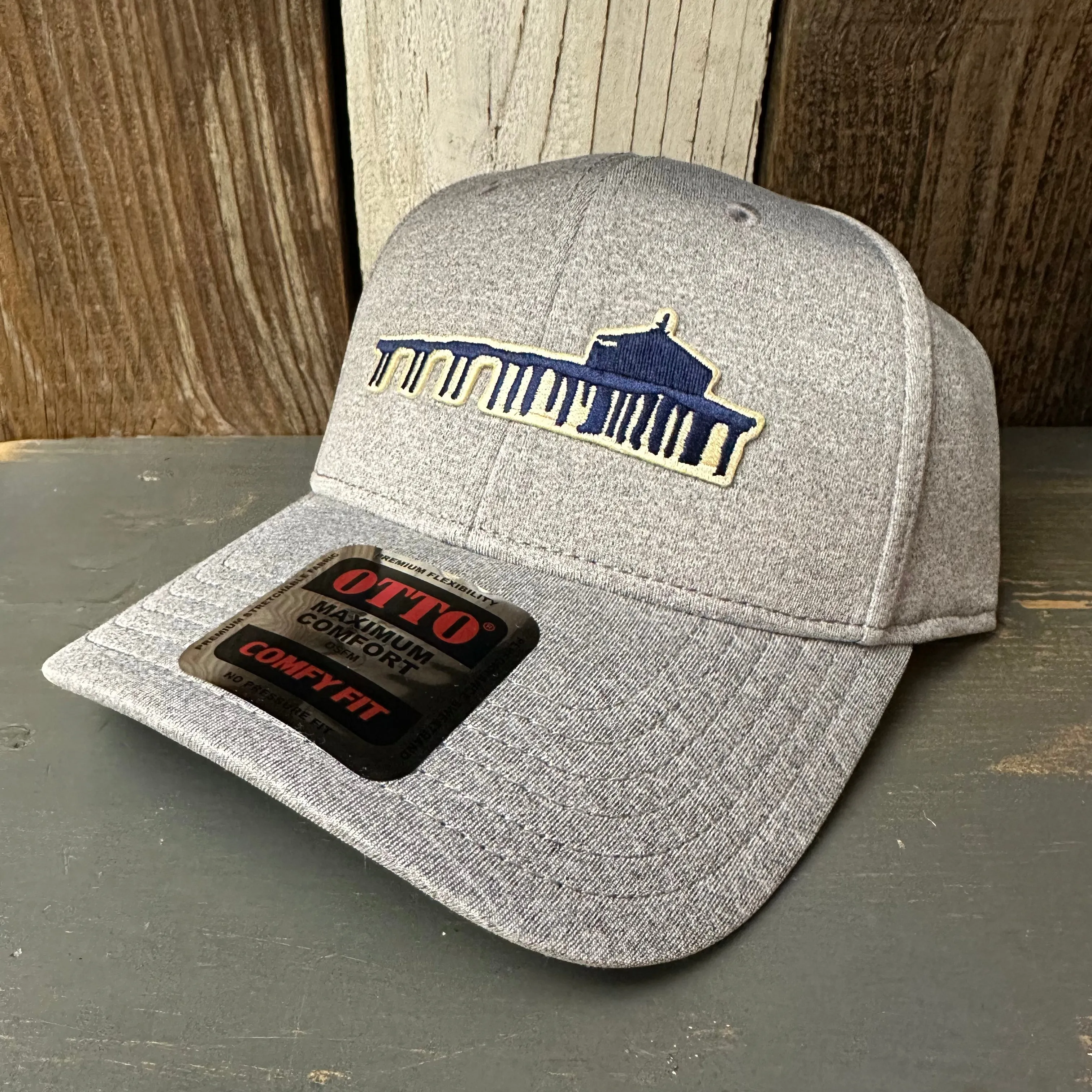 MANHATTAN BEACH PIER & ROUNDHOUSE - OTTO FLEX Baseball Cap - Heather Grey