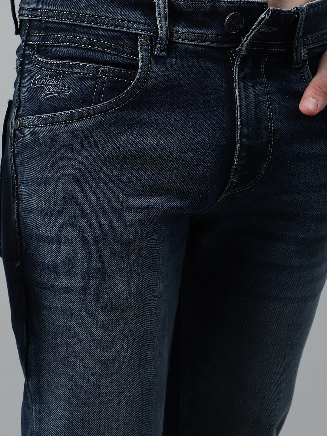 Men's Blue Solid Stretchable Jeans