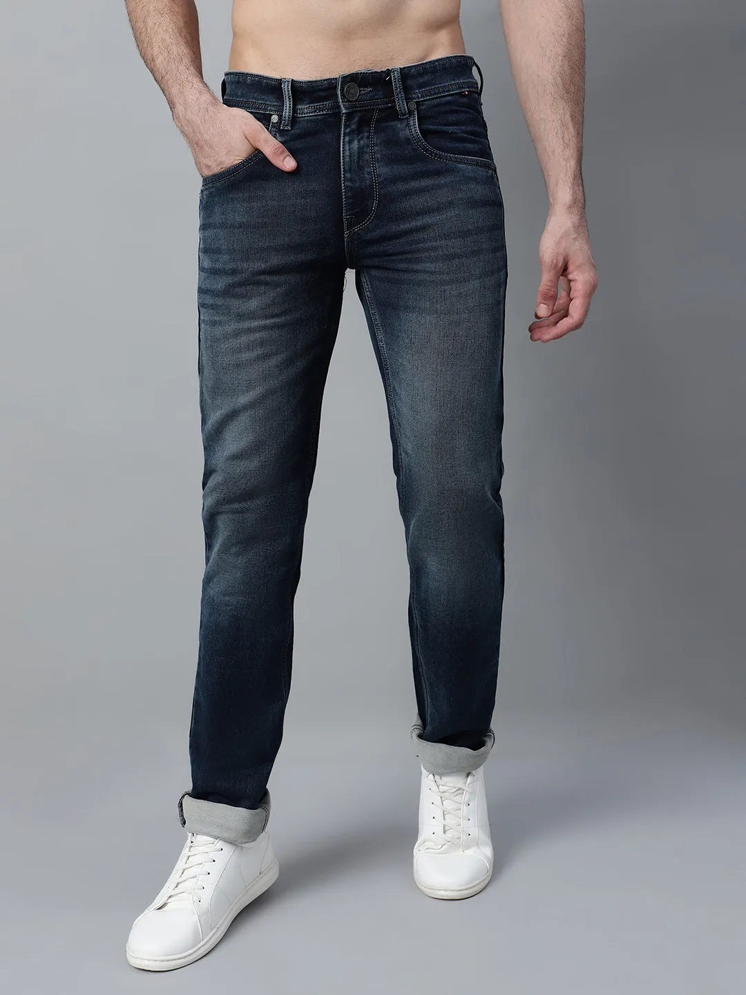 Men's Blue Solid Stretchable Jeans