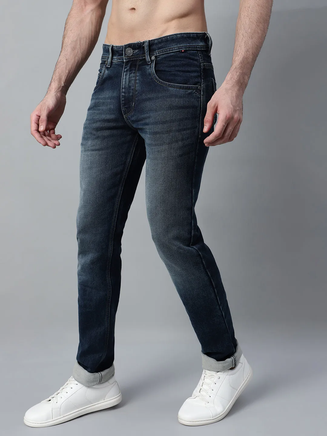 Men's Blue Solid Stretchable Jeans