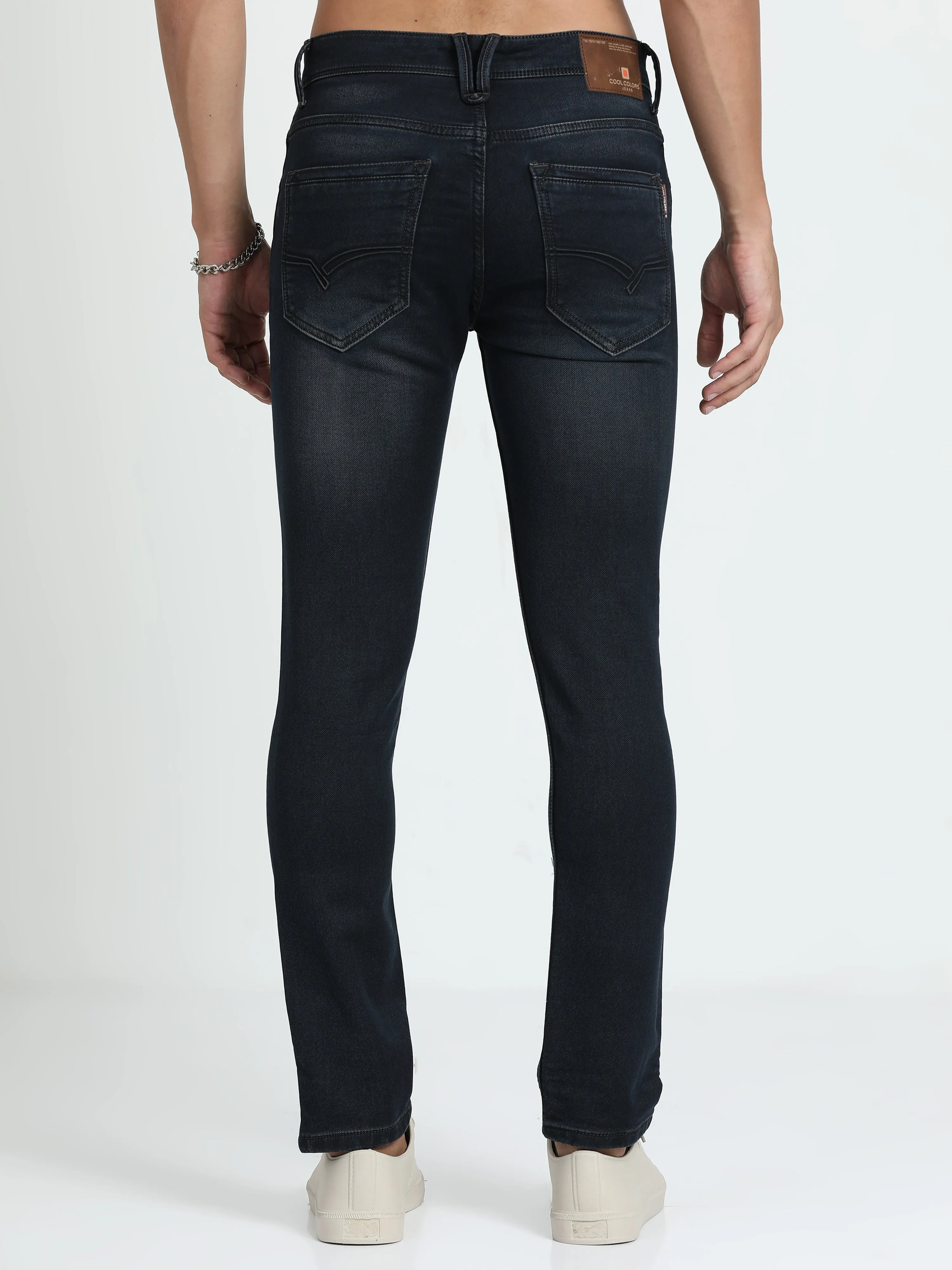 Men's Dark Blue Relaxed Denim Ankle fit Jeans