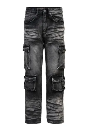 Men's Relaxed Fit Washed Utility Cargo Pants