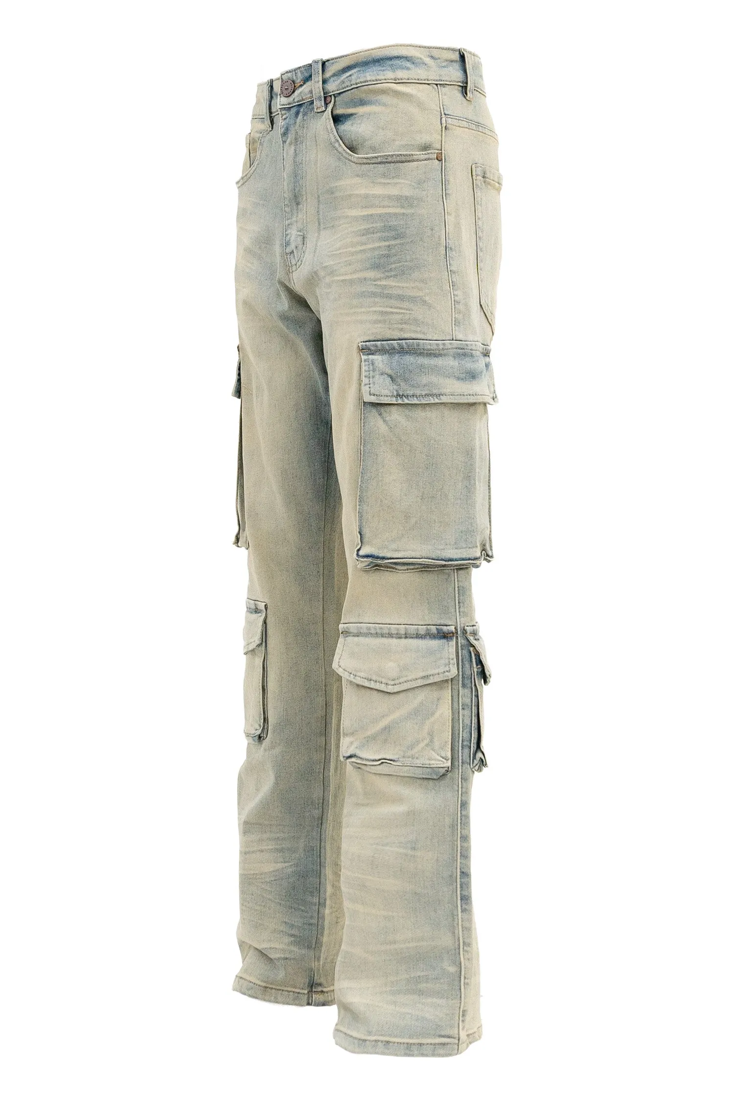 Men's Relaxed Fit Washed Utility Cargo Pants