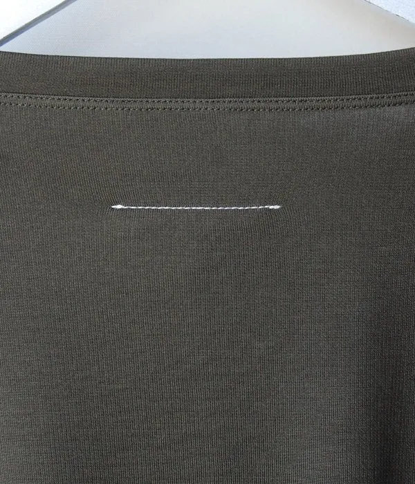 MM6 MAISON MARGIELA/DUAL-FABRIC FITTED BOAT-NECK SWEATSHIRT(KHAKI)