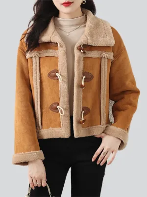Modish Winter Lapel Fleece Short Coats for Women