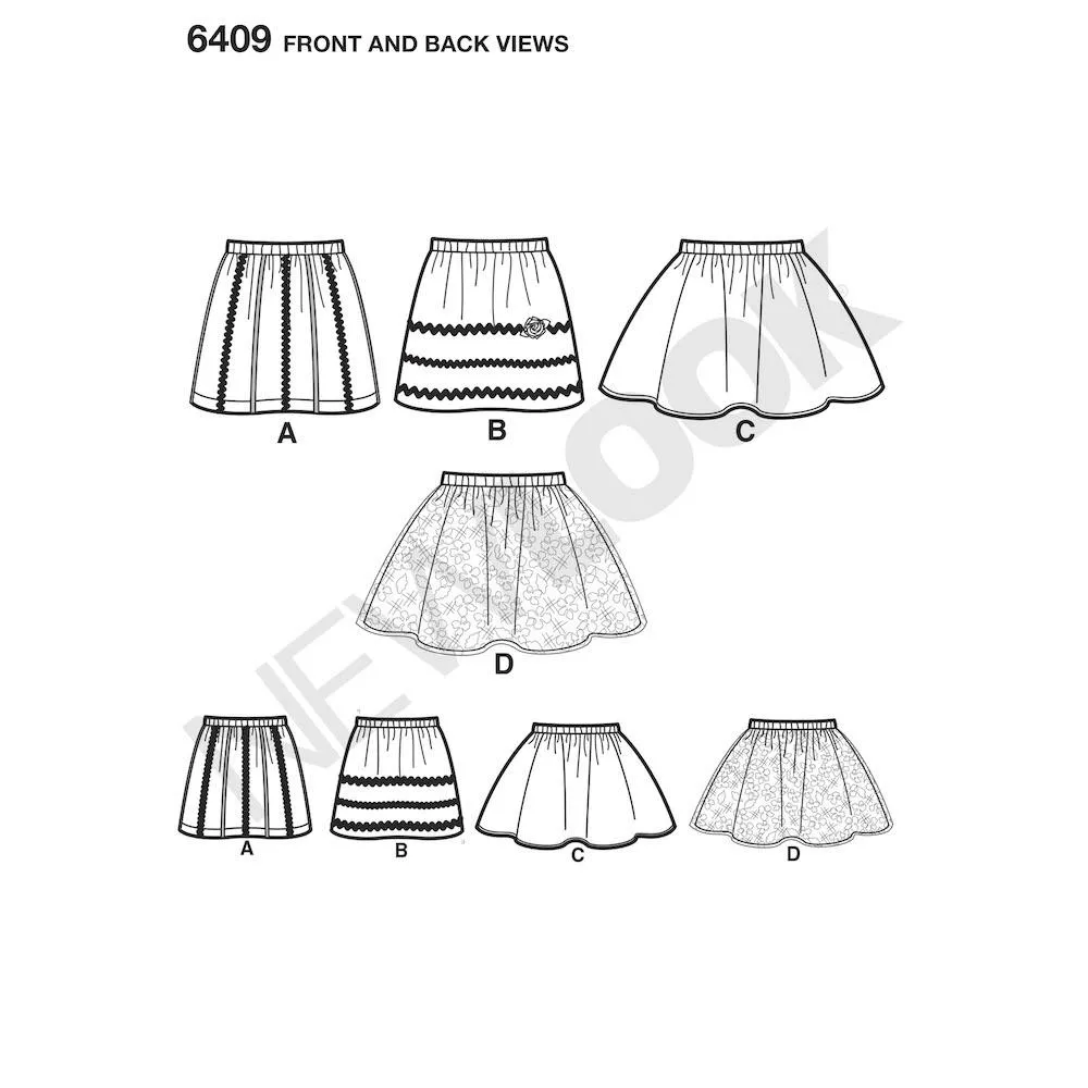 Newlook Pattern 6409 Child's Pull-On Skirts