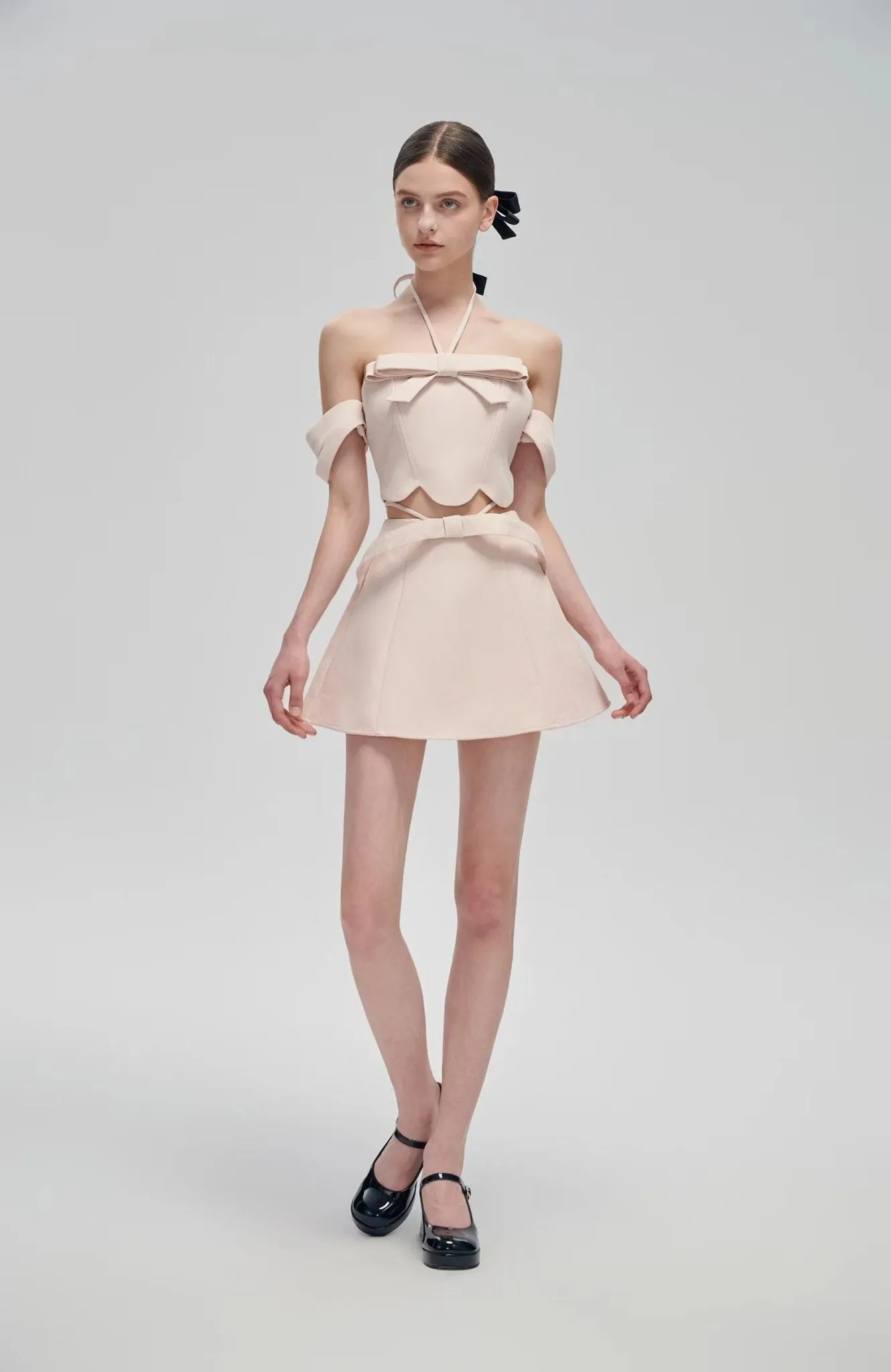 Pink Bow Tie Two-piece Dress