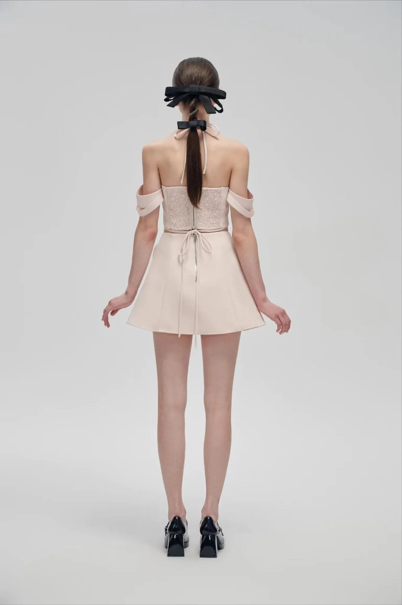 Pink Bow Tie Two-piece Dress