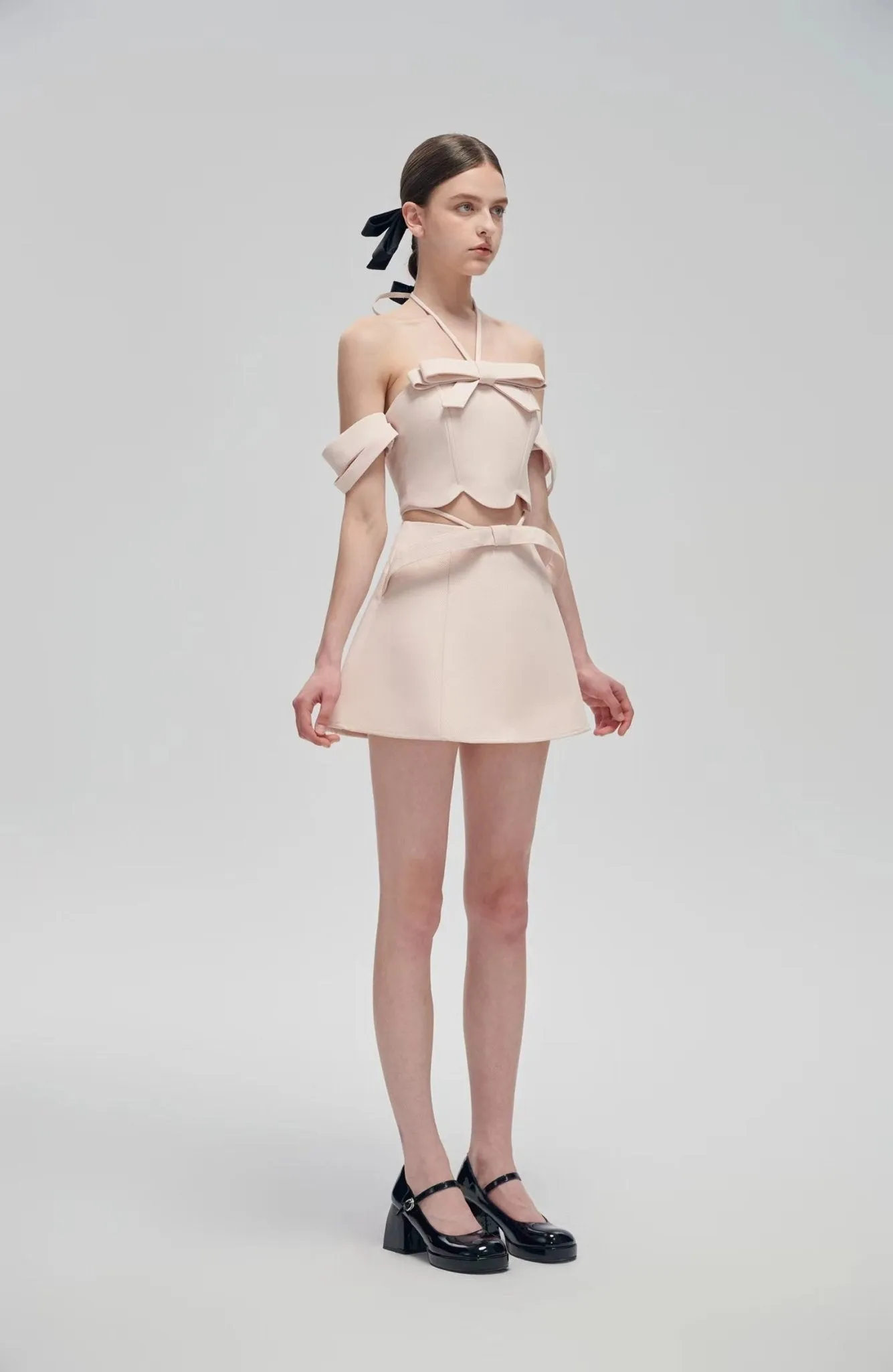 Pink Bow Tie Two-piece Dress