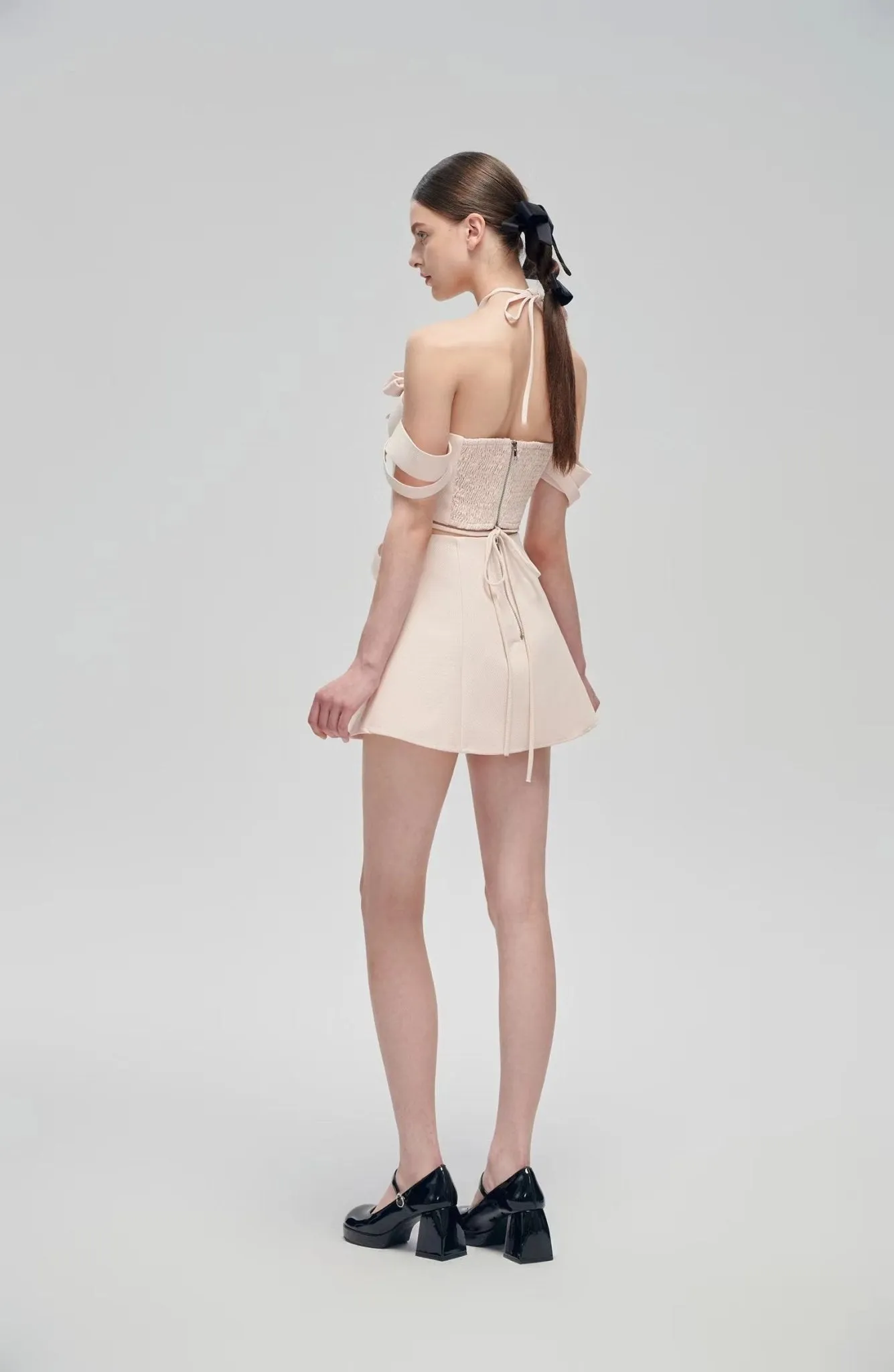 Pink Bow Tie Two-piece Dress