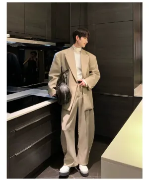 Relaxed Fit Blazer & Wide Leg Dress Pants
