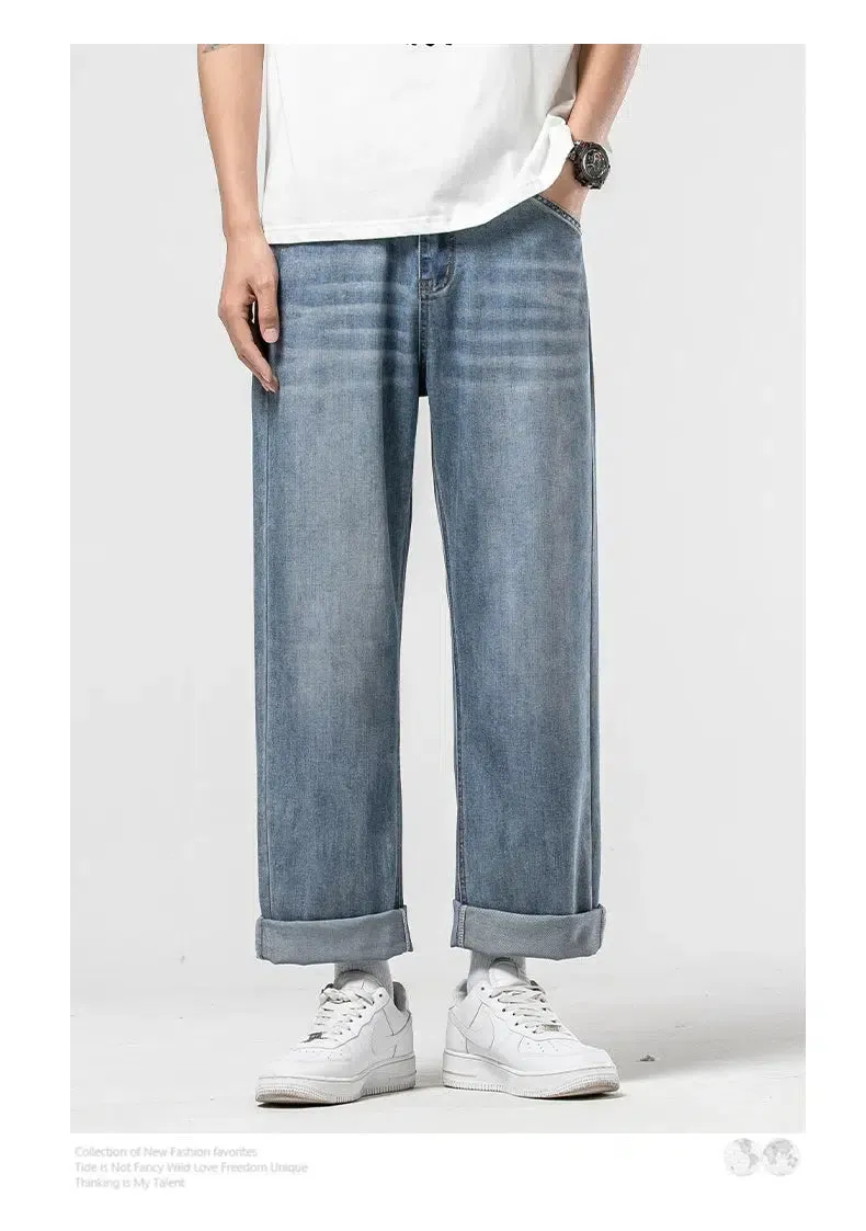 Relaxed Fit Blue Straight-leg Jeans
