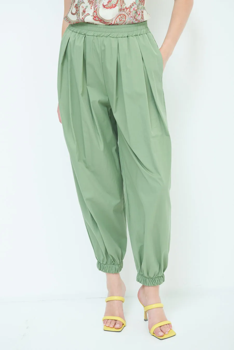 Relaxed fit elasticated cuff pants wholesale