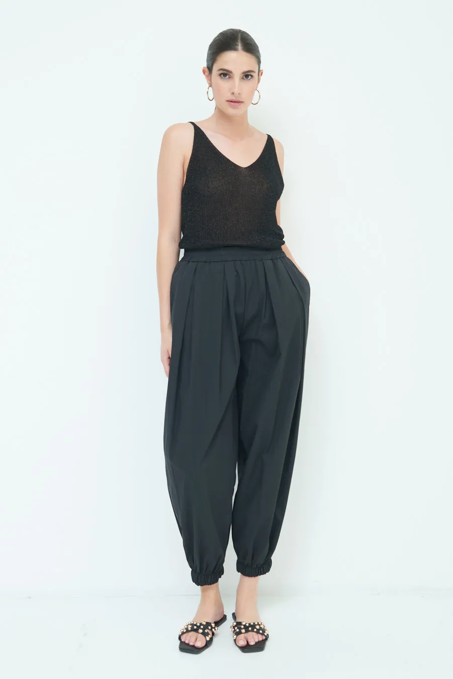 Relaxed fit elasticated cuff pants wholesale