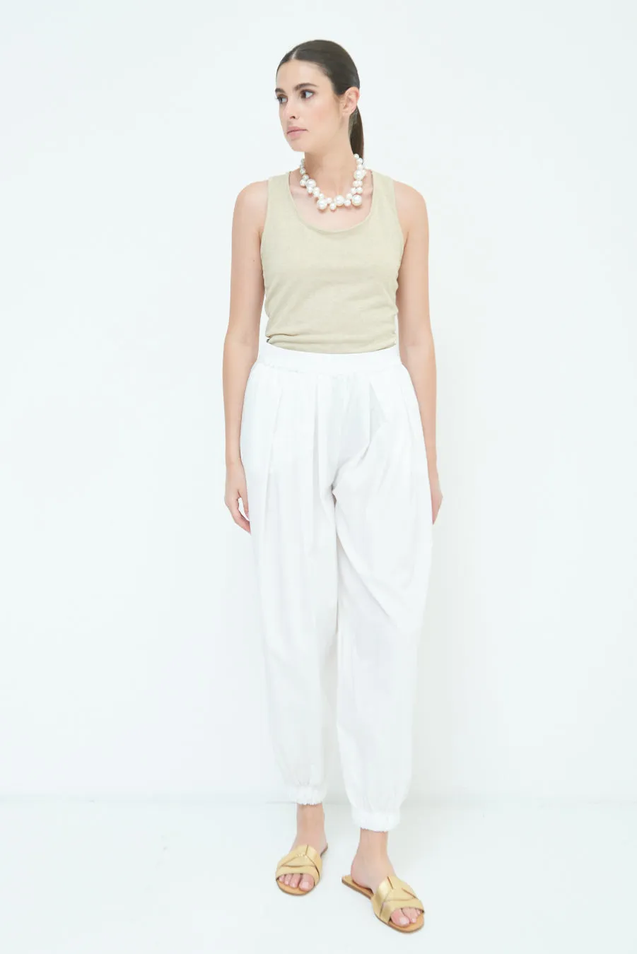 Relaxed fit elasticated cuff pants wholesale